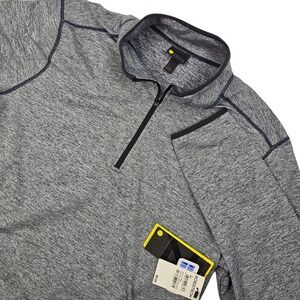 Zella Men's L Large "Navy Eclipse" Mélange (Blend) 1/4‎ Zip Pullover Top NWT $59